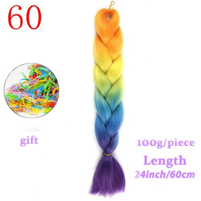 MERISIHAIR 24inch Ombre  Synthetic Crochet Hair Extensions Jumbo Braids Hairstyles Pink  Red Blue Braiding Hair