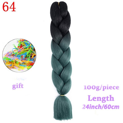 MERISIHAIR 24inch Ombre  Synthetic Crochet Hair Extensions Jumbo Braids Hairstyles Pink  Red Blue Braiding Hair
