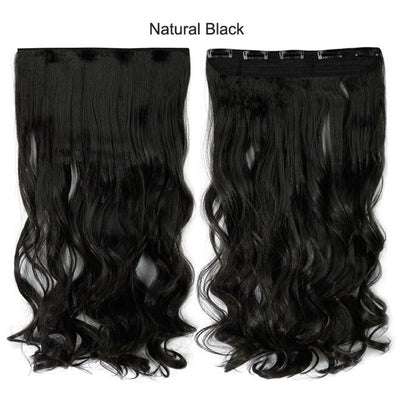 SNOILITE 17/24/27/29" Long Curly Synthetic Clip in one piece Hair Extensions Half Full Head Hairpiece with 5 clips Black Brown