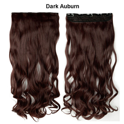 SNOILITE 17/24/27/29" Long Curly Synthetic Clip in one piece Hair Extensions Half Full Head Hairpiece with 5 clips Black Brown