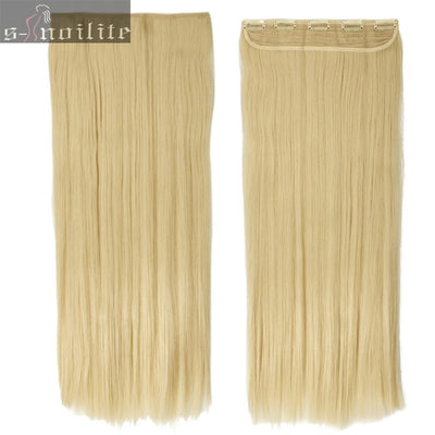 S-noilite Hair Extensions Black Brown Natural Straight 58-76cm Long High Tempreture Synthetic Hair Extension Hairpiece