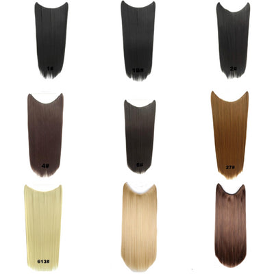 JOY&BEAUTY 22" Invisible Wire No Clips in Hair Extensions 120g High Temperature Fiber Synthetic Hair Secret Fish Line Hairpieces