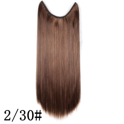 JOY&BEAUTY 22" Invisible Wire No Clips in Hair Extensions 120g High Temperature Fiber Synthetic Hair Secret Fish Line Hairpieces