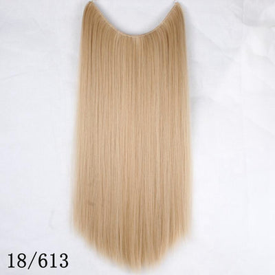 JOY&BEAUTY 22" Invisible Wire No Clips in Hair Extensions 120g High Temperature Fiber Synthetic Hair Secret Fish Line Hairpieces