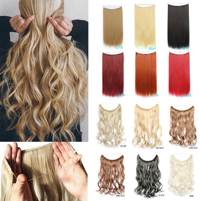 LISI HAIR 24 inches Women Fish Line Hair Extensions Brown Blonde Natural Wavy Long High Tempreture Fiber Synthetic Hairpiece