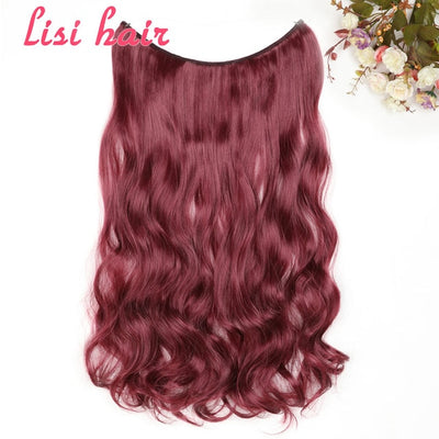 LISI HAIR 24 inches Women Fish Line Hair Extensions Brown Blonde Natural Wavy Long High Tempreture Fiber Synthetic Hairpiece