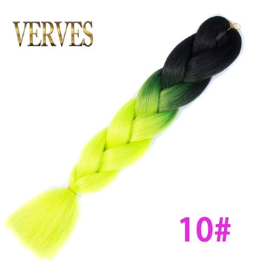 VERVES Braiding Hair 1 piece 24inch Jumbo Braids 100g/piece Synthetic ombre high temperature Fiber Hair Extensions crochet braid