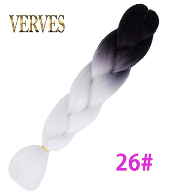 VERVES Braiding Hair 1 piece 24inch Jumbo Braids 100g/piece Synthetic ombre high temperature Fiber Hair Extensions crochet braid