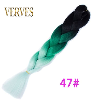 VERVES Braiding Hair 1 piece 24inch Jumbo Braids 100g/piece Synthetic ombre high temperature Fiber Hair Extensions crochet braid