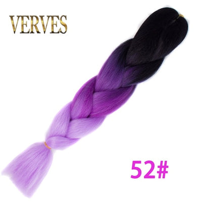 VERVES Braiding Hair 1 piece 24inch Jumbo Braids 100g/piece Synthetic ombre high temperature Fiber Hair Extensions crochet braid