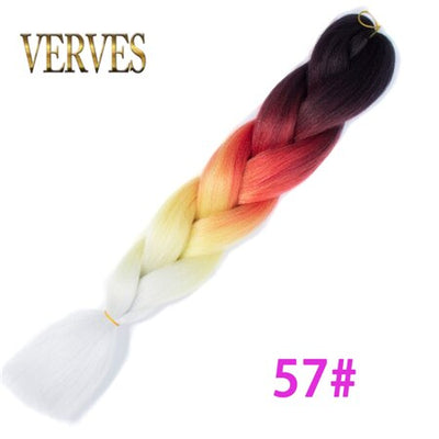 VERVES Braiding Hair 1 piece 24inch Jumbo Braids 100g/piece Synthetic ombre high temperature Fiber Hair Extensions crochet braid