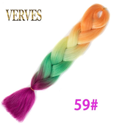 VERVES Braiding Hair 1 piece 24inch Jumbo Braids 100g/piece Synthetic ombre high temperature Fiber Hair Extensions crochet braid