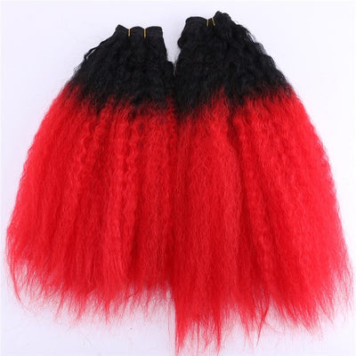 2pcs/lot Black to Golden Ombre hair Bundles 16-20 inch Available 70 Gram one piece Kinky Straight Hair extension Synthetic weave