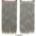 AOSI 60cm Long Straight Black Gray Blonde Women Ombre  High Tempreture Synthetic Hairpiece 5 Clip in Hair Extensions Hair Piece