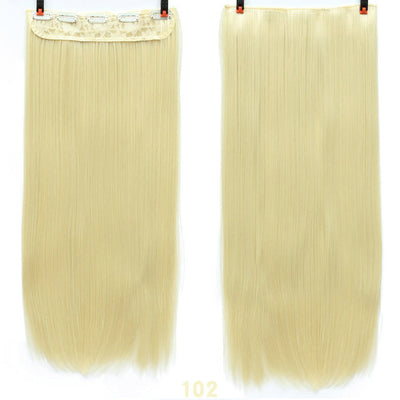 AOSI 60cm Long Straight Black Gray Blonde Women Ombre  High Tempreture Synthetic Hairpiece 5 Clip in Hair Extensions Hair Piece