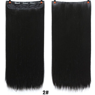 AOSI 60cm Long Straight Black Gray Blonde Women Ombre  High Tempreture Synthetic Hairpiece 5 Clip in Hair Extensions Hair Piece