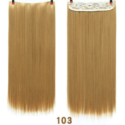 AOSI 60cm Long Straight Black Gray Blonde Women Ombre  High Tempreture Synthetic Hairpiece 5 Clip in Hair Extensions Hair Piece