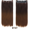 AOSI 60cm Long Straight Black Gray Blonde Women Ombre  High Tempreture Synthetic Hairpiece 5 Clip in Hair Extensions Hair Piece