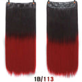AOSI 60cm Long Straight Black Gray Blonde Women Ombre  High Tempreture Synthetic Hairpiece 5 Clip in Hair Extensions Hair Piece