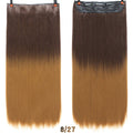AOSI 60cm Long Straight Black Gray Blonde Women Ombre  High Tempreture Synthetic Hairpiece 5 Clip in Hair Extensions Hair Piece