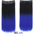 AOSI 60cm Long Straight Black Gray Blonde Women Ombre  High Tempreture Synthetic Hairpiece 5 Clip in Hair Extensions Hair Piece