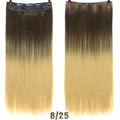 AOSI 60cm Long Straight Black Gray Blonde Women Ombre  High Tempreture Synthetic Hairpiece 5 Clip in Hair Extensions Hair Piece
