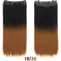 AOSI 60cm Long Straight Black Gray Blonde Women Ombre  High Tempreture Synthetic Hairpiece 5 Clip in Hair Extensions Hair Piece